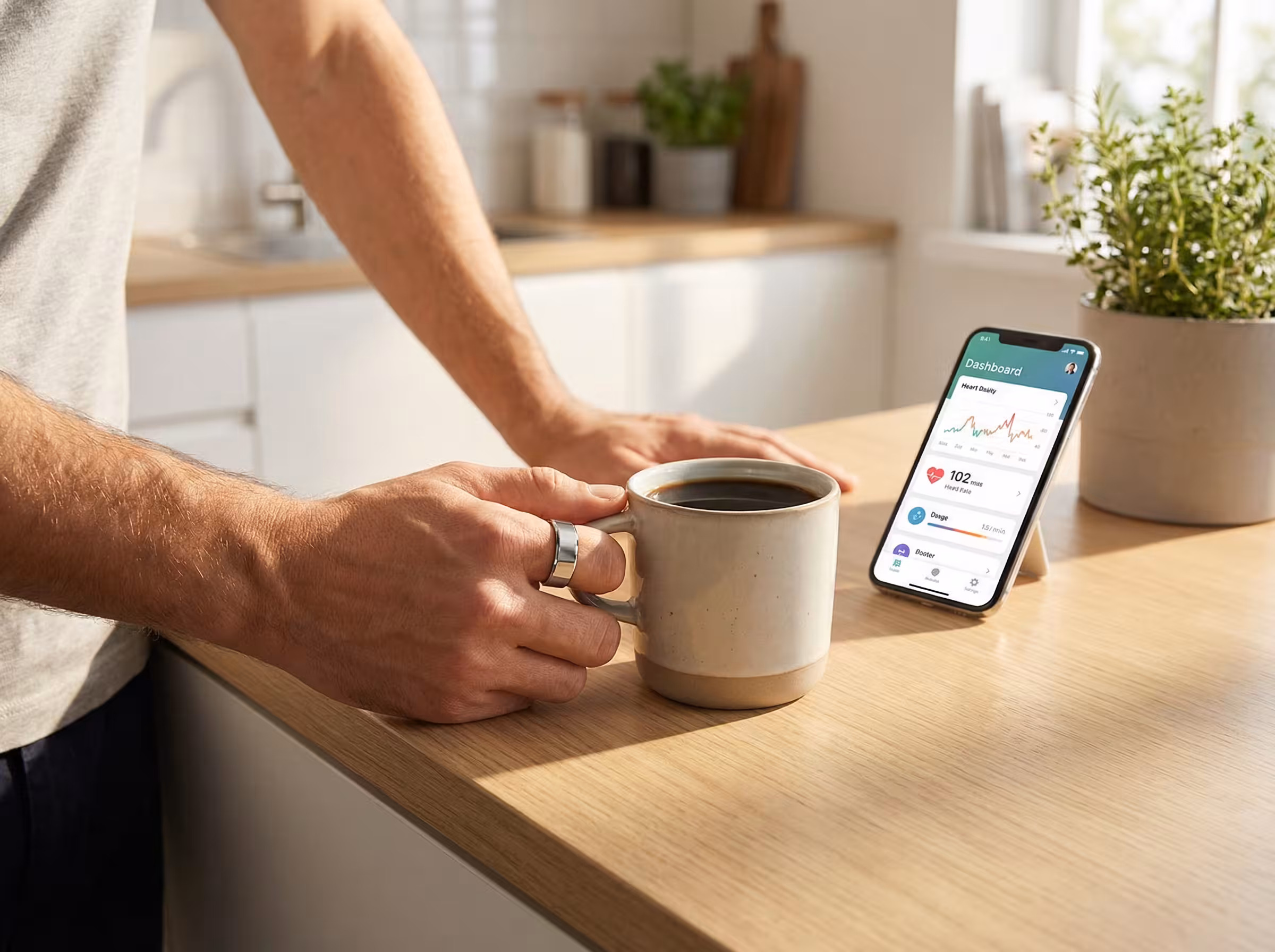 Lumina Ring app showing health dashboard