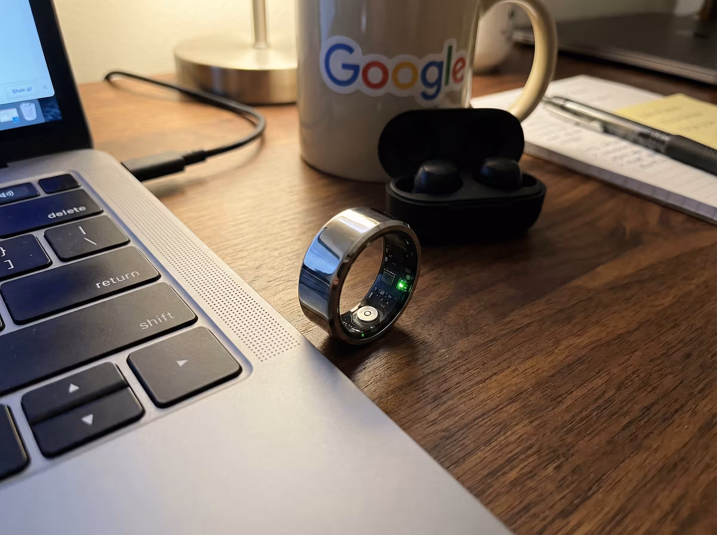 Lumina Ring on hand showing sleek design