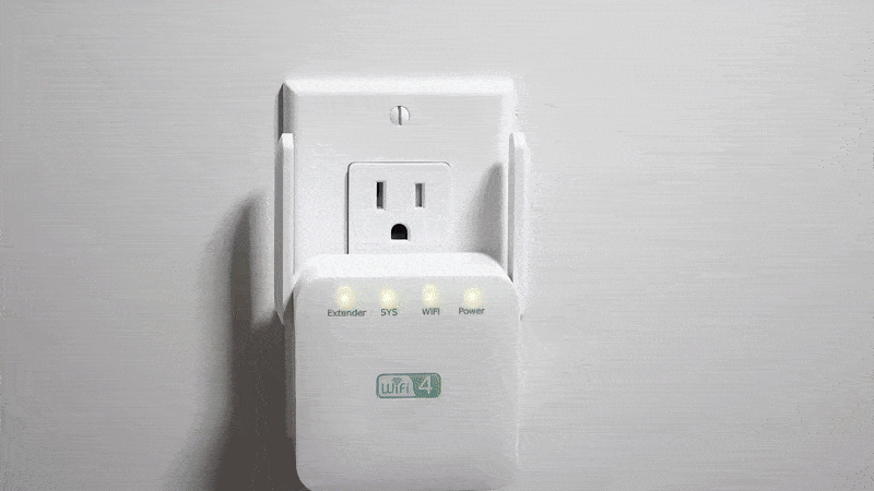NetBoost WiFi Booster plugged into wall outlet